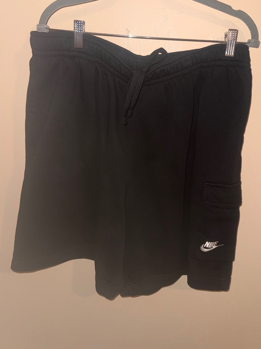 Nike Black Men’s Athletic Cargo Shorts with White Swoosh